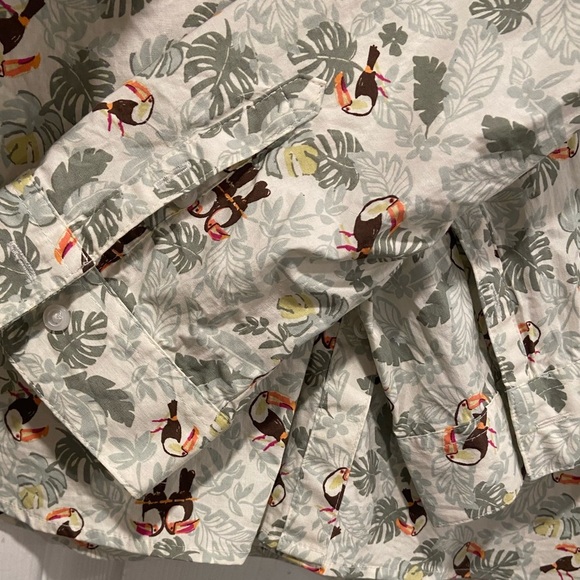 Croft & Barrow Size XXL Tropical Palm Toucan Print Cotton Button Down Shirt - Picture 3 of 11